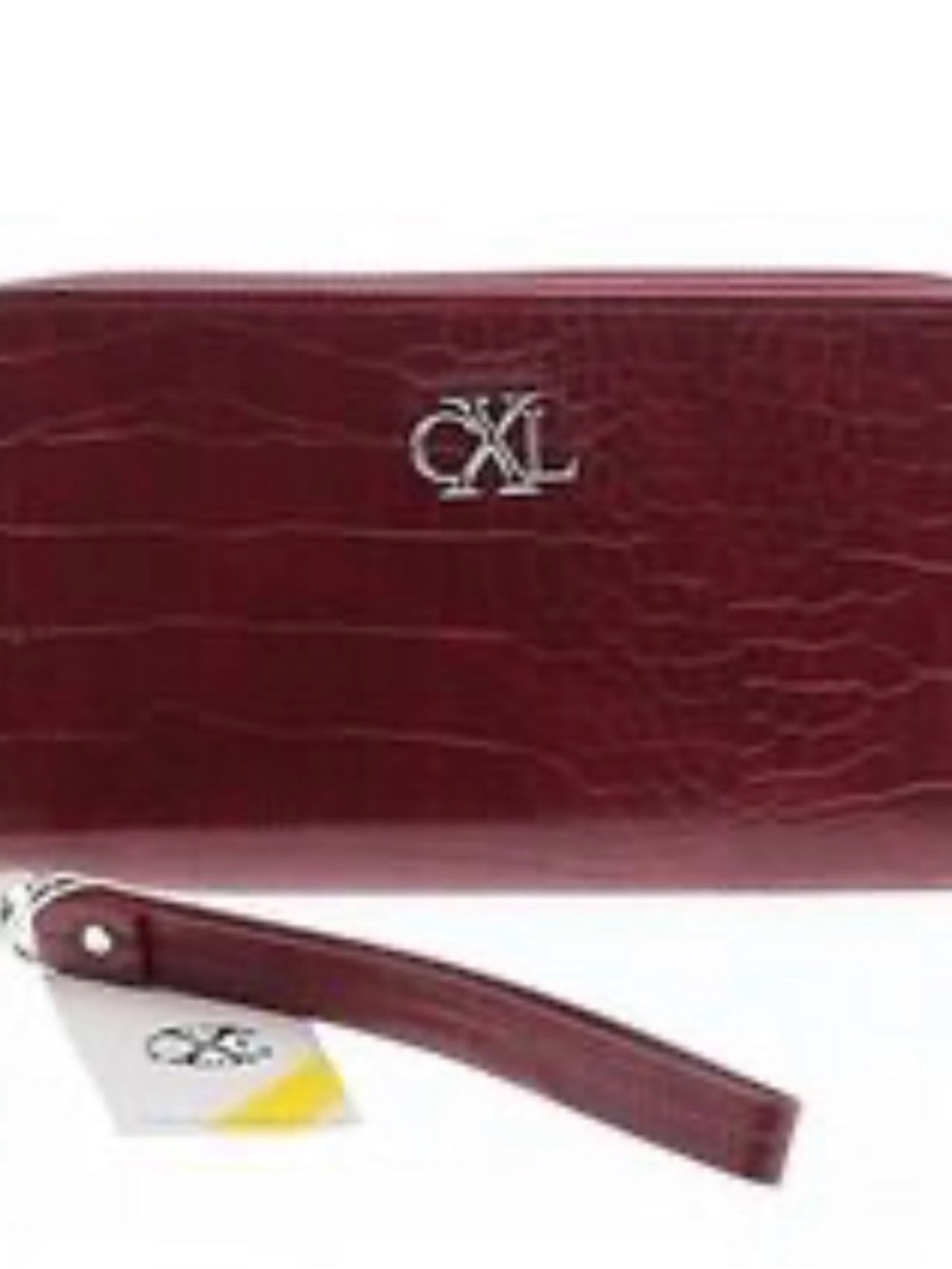 Christian Lacroix Burgundy Croc-Embossed Wristlet